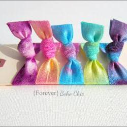 Elastic Hair Ties - Set of 5 - Forever Boho Chic Collection - Tie Dyed Hair Ties - Mane Accessory